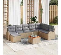 vidaXL Set Divano da Giardino con cuscino 9 pcs Beige polyrattan