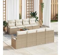 vidaXL Set Divano da Giardino con cuscino 9 pcs Beige polyrattan