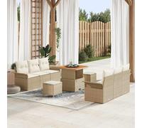 vidaXL Set Divano da Giardino con cuscino 9 pcs Beige polyrattan