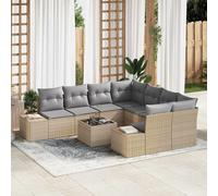 vidaXL Set Divano da Giardino con cuscino 9 pcs Beige polyrattan