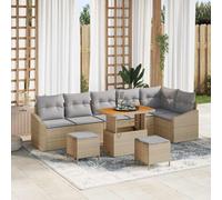 vidaXL Set Divano da Giardino con cuscino 9 pcs Beige polyrattan