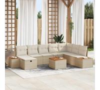 vidaXL Set Divano da Giardino con cuscino 9 pcs Beige polyrattan