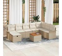 vidaXL Set Divano da Giardino con cuscino 9 pcs Beige polyrattan