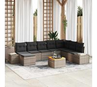 vidaXL Set Divano da Giardino con cuscino 9 pcs Grigio polyrattan