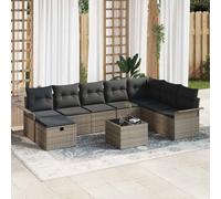 vidaXL Set Divano da Giardino con cuscino 9 pcs Grigio Poly Rattan