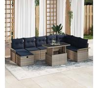 vidaXL Set Divano da Giardino con cuscino 9 pcs Grigio Poly Rattan