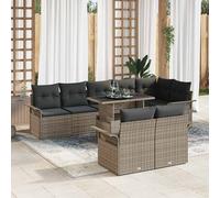 vidaXL Set Divano da Giardino con cuscino 9 pcs Grigio Poly Rattan
