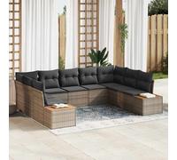 vidaXL Set Divano da Giardino con cuscino 9 pcs Grigio Poly Rattan