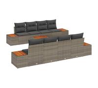 vidaXL 9 Pezzi Set Divano da Giardino con Cuscini Grigio Polyrattan Acacia Divano Modulare da Esterno per Patio Balcone Seduta Elegante Che Accoglie 5 Persone Divano Sezionale Mobilio Moderno