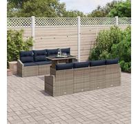 vidaXL Set Divano da Giardino con cuscino 9 pcs Grigio polyrattan