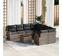 vidaXL Set Divano da Giardino con cuscino 9 pcs Grigio polyrattan