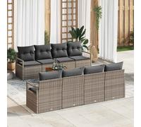 vidaXL Set Divano da Giardino con cuscino 9 pcs Grigio polyrattan