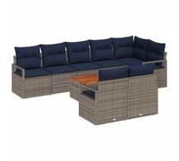 vidaXL Set Divano da Giardino con cuscino 9 pcs Grigio polyrattan, Set di comodo salottino modulare, resistente e leggero, per il giardino, con divano UV-resistente