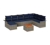 vidaXL Set Divano da Giardino con cuscino 9 pcs Grigio polyrattan, Set divano in rattan, resistente e modulare, perfetto per il giardino, relax all'aperto, mobili anti intemperie