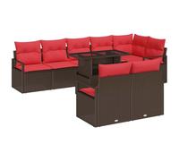 vidaXL Set Divano da Giardino con cuscino 9 pcs Marrone Poly Rattan, Divano da giardino e terrazza, set modulare da esterno, leggero e resistente, materiali anti-UV, lounge al fresco