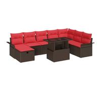 vidaXL Set Divano da Giardino con cuscino 9 pcs Marrone Poly Rattan, Set da giardino e terrazzo, lounge moderno outdoor, materiali leggeri e resistenti ai raggi UV, divano espandibile