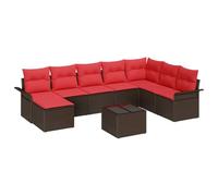 vidaXL Set Divano da Giardino con cuscino 9 pcs Marrone Poly Rattan, Divano modulare per giardino e terrazza, arredo outdoor durevole, posti resistenti ai raggi UV, comodi e leggeri
