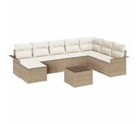 vidaXL Set di divani modulari da Giardino 9 Pezzi con Cuscini e Tavolo Beige e Bianco Rattan Mobili da Esterno Seduta da Patio