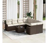 vidaXL Set Divano da Giardino con cuscino 9 pcs Marrone polyrattan