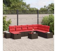 vidaXL Set Divano da Giardino con cuscino 9 pcs Marrone polyrattan, Giardino e Terrazzo, Set Divano Moderno, Comodo Arredo Rattan Resistente per il Tuo Lounge Esterno