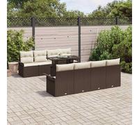vidaXL Set Divano da Giardino con cuscino 9 pcs Marrone polyrattan
