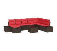 vidaXL Set Divano da Giardino con cuscino 9 pcs Marrone polyrattan, Giardino e Terrazzo, Set Divano Moderno, Comodo Arredo Rattan Resistente per il Tuo Lounge Esterno