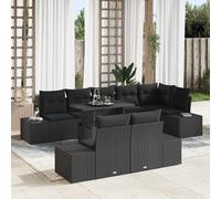 vidaXL Set Divano da Giardino con cuscino 9 pcs Nero 100 x 55 x 73 cm