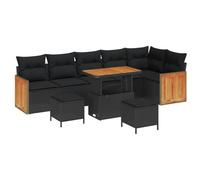 vidaXL Set Divano da Giardino con Cuscino 9 PCS Nero, Mobili da Giardino e terrazza, Set Esterno Elegante, Divano Leggero, Tavolo Regolabile, Resistente ai Raggi UV