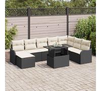 vidaXL Set Divano da Giardino con cuscino 9 pcs Nero Poly Rattan