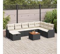vidaXL Set Divano da Giardino con cuscino 9 pcs Nero Poly Rattan