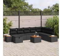 vidaXL Set Divano da Giardino con cuscino 9 pcs Nero Poly Rattan
