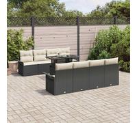 vidaXL Set Divano da Giardino con cuscino 9 pcs Nero Poly Rattan