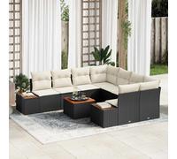 vidaXL Set Divano da Giardino con cuscino 9 pcs Nero Poly Rattan