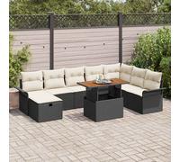 vidaXL Set Divano da Giardino con cuscino 9 pcs Nero Poly Rattan