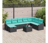 vidaXL Set Divano da Giardino con cuscino 9 pcs Nero Poly Rattan, Elegante Lounge da Giardino, Set di Divani Modulari, Componenti Resistenti ai UV e Leggeri