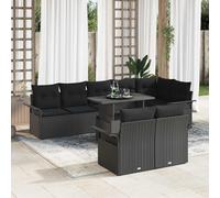 vidaXL Set Divano da Giardino con cuscino 9 pcs Nero Poly Rattan