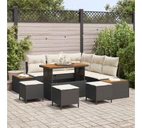 vidaXL Set Divano da Giardino con cuscino 9 pcs Nero Poly Rattan
