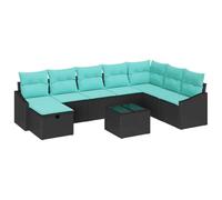 vidaXL Set Divano da Giardino con cuscino 9 pcs Nero Poly Rattan, Elegante Lounge da Giardino, Set di Divani Modulari, Componenti Resistenti ai UV e Leggeri