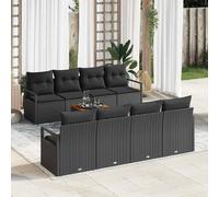 vidaXL Set Divano da Giardino con cuscino 9 pcs Nero polyrattan