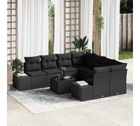 vidaXL Set Divano da Giardino con cuscino 9 pcs Nero polyrattan
