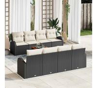 vidaXL Set Divano da Giardino con cuscino 9 pcs Nero polyrattan