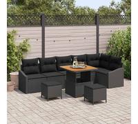 vidaXL Set Divano da Giardino con cuscino 9 pcs Nero polyrattan