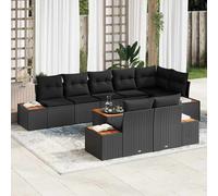 vidaXL Set Divano da Giardino con cuscino 9 pcs Nero polyrattan