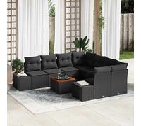 vidaXL Set Divano da Giardino con cuscino 9 pcs Nero polyrattan