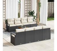 vidaXL Set Divano da Giardino con cuscino 9 pcs Nero polyrattan