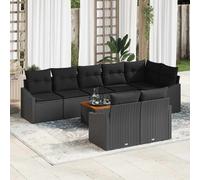 vidaXL Set Divano da Giardino con cuscino 9 pcs Nero polyrattan