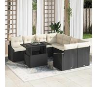 vidaXL Set Divano da Giardino con cuscino 9 pcs Nero polyrattan