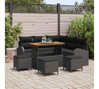 vidaXL Set Divano da Giardino con cuscino 9 pcs Nero polyrattan