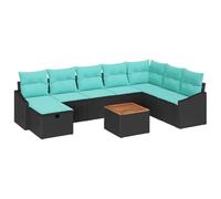 vidaXL Set Divano da Giardino con cuscino 9 pcs Nero polyrattan
