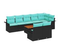 vidaXL Set Divano da Giardino con cuscino 9 pcs Nero polyrattan, Set di mobili da giardino moderni, resistenti ai raggi UV, leggeri divani esterni, comodi posti a sedere